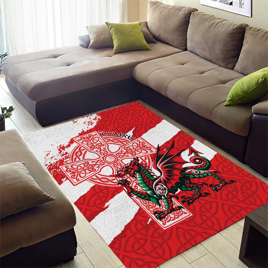 Wales Celtic Cross Area Rug Cymru Am Byth Red Version - Wonder Print Shop