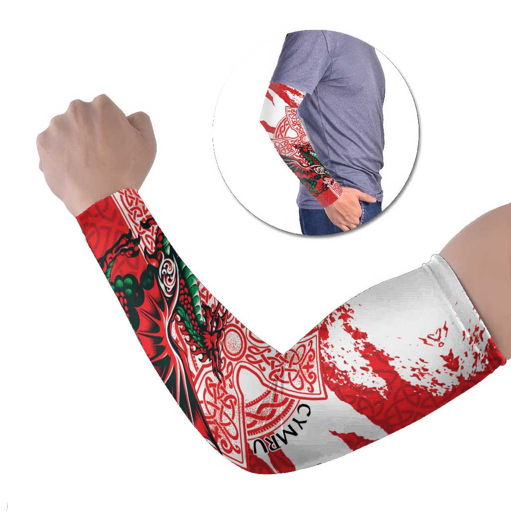 Wales Celtic Cross Arm Sleeves Cymru Am Byth Red Version - Wonder Print Shop