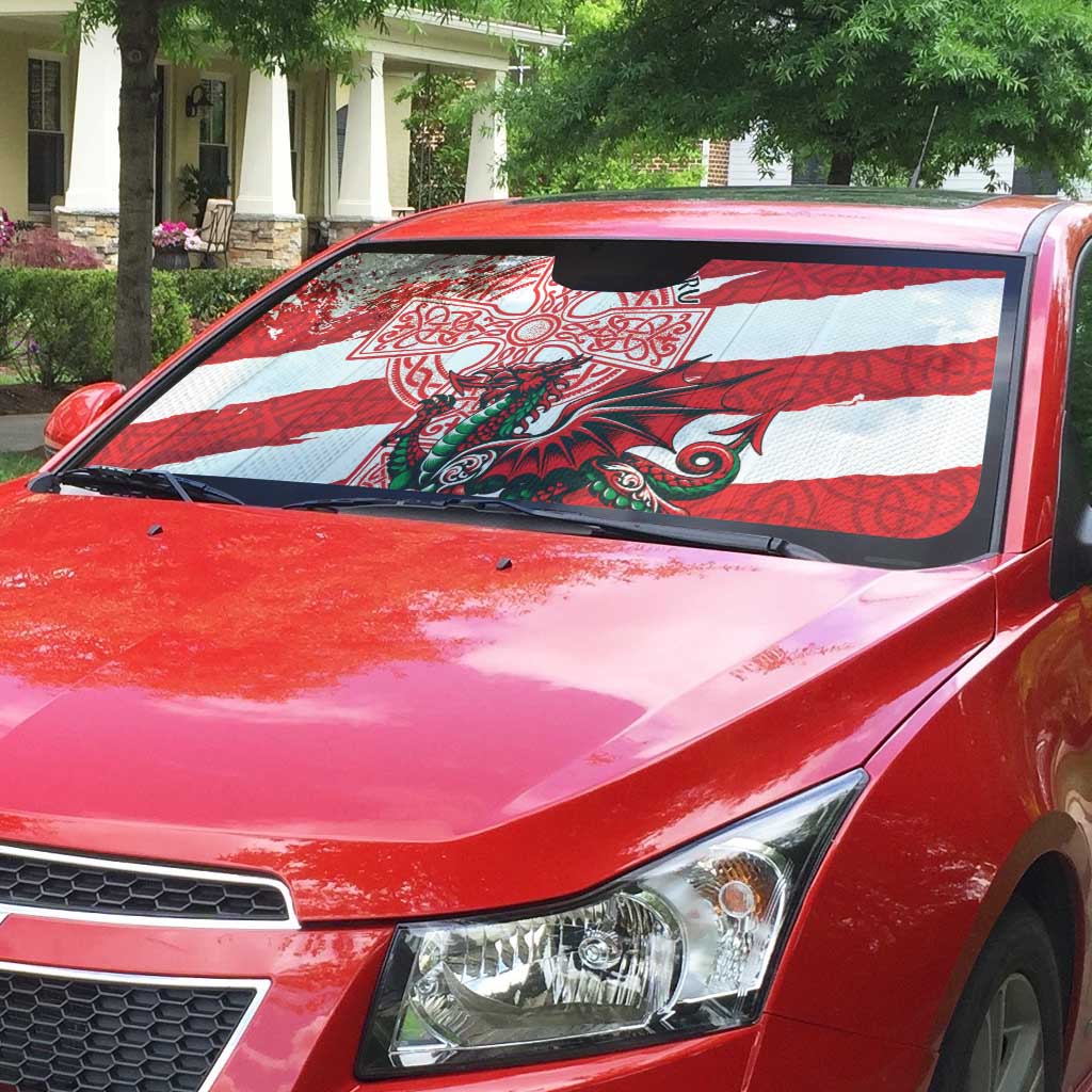 Wales Celtic Cross Auto Sun Shade Cymru Am Byth Red Version - Wonder Print Shop