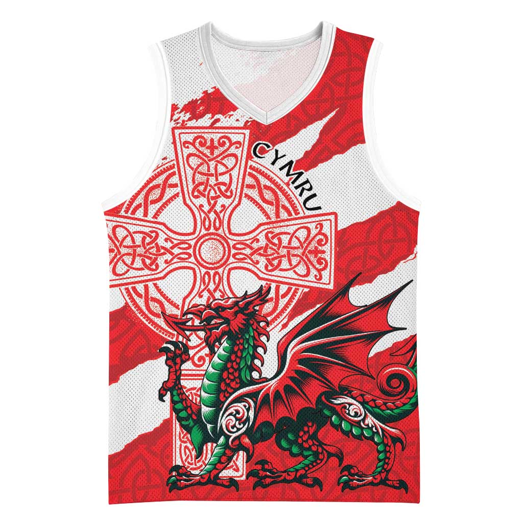 Wales Celtic Cross Basketball Jersey Cymru Am Byth Red Version - Wonder Print Shop