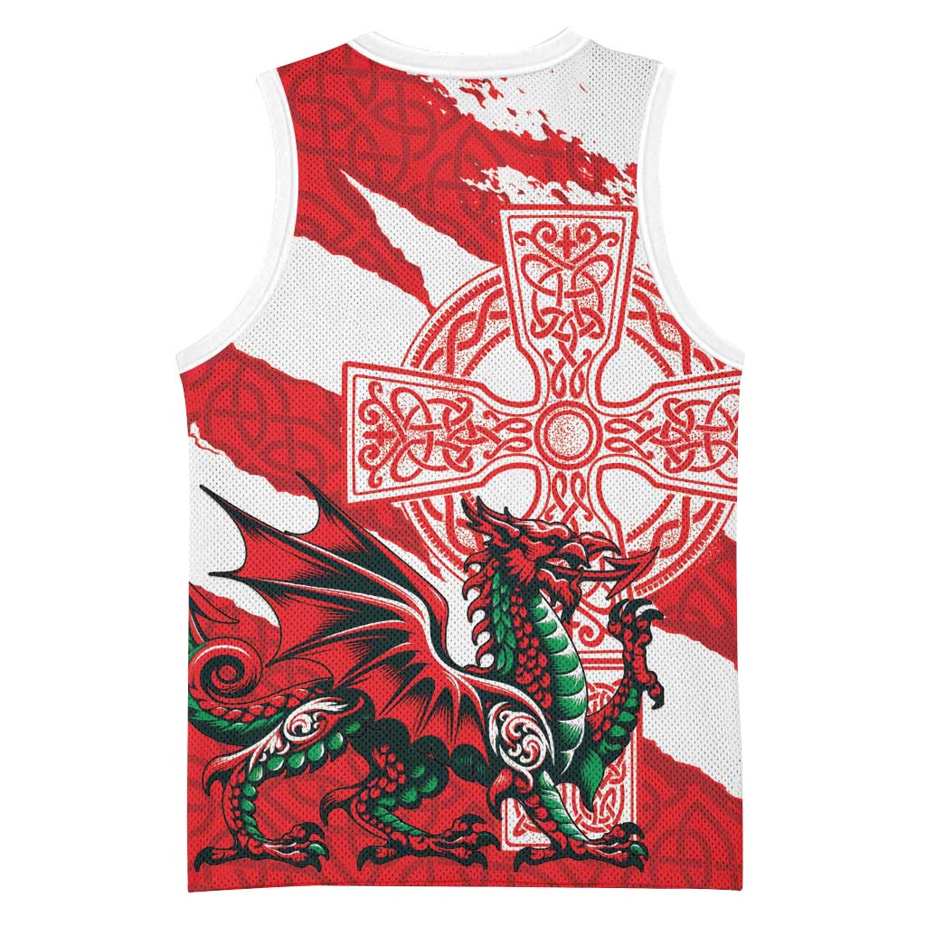 Wales Celtic Cross Basketball Jersey Cymru Am Byth Red Version - Wonder Print Shop
