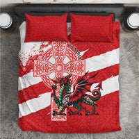Wales Celtic Cross Bedding Set Cymru Am Byth Red Version - Wonder Print Shop