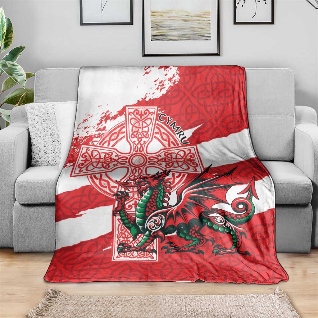 Wales Celtic Cross Blanket Cymru Am Byth Red Version - Wonder Print Shop