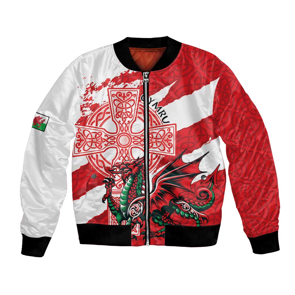 Wales Celtic Cross Bomber Jacket Cymru Am Byth Red Version - Wonder Print Shop