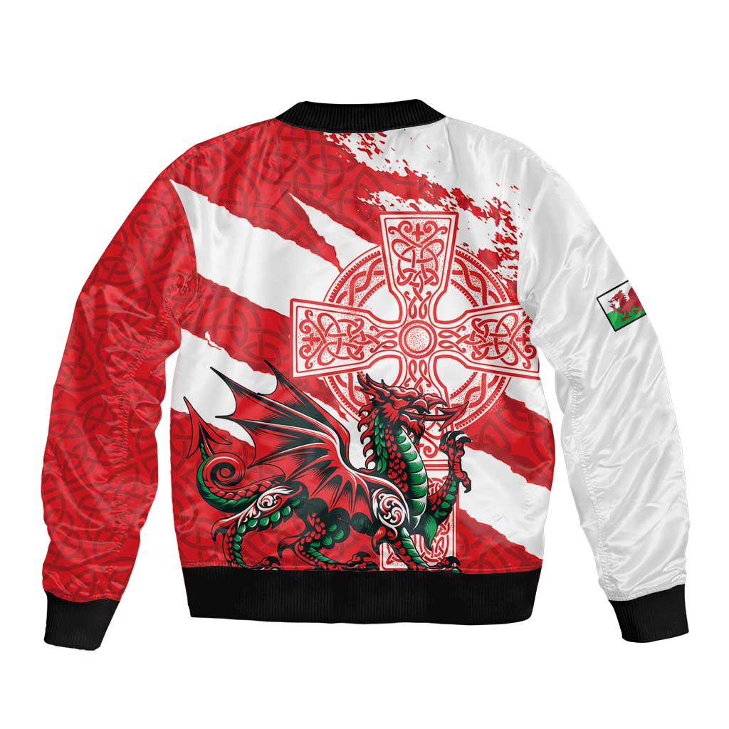 Wales Celtic Cross Bomber Jacket Cymru Am Byth Red Version - Wonder Print Shop