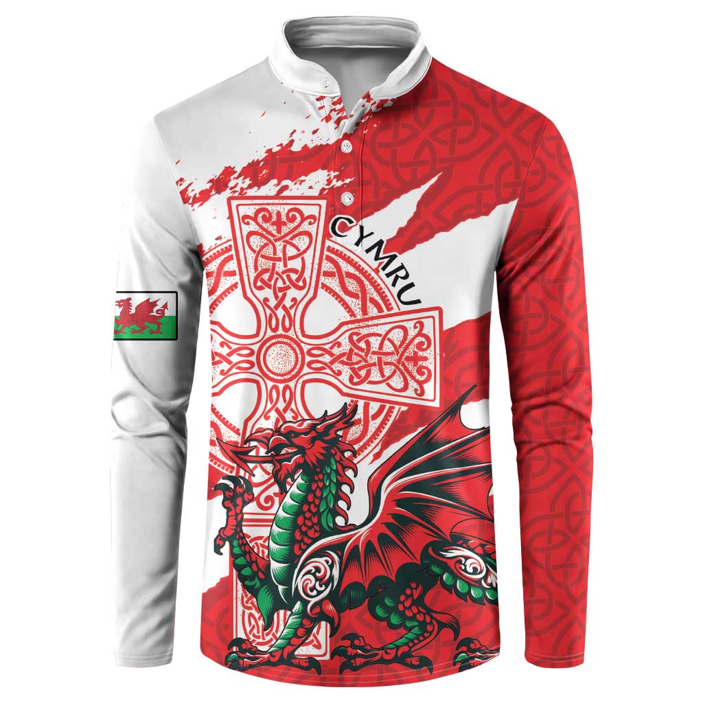 Wales Celtic Cross Button Sweatshirt Cymru Am Byth Red Version - Wonder Print Shop