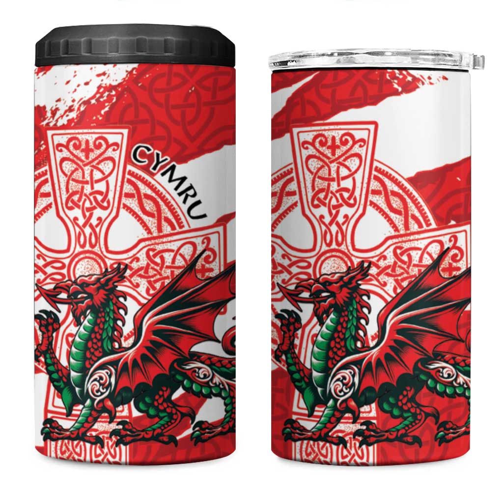 Wales Celtic Cross 4 in 1 Can Cooler Tumbler Cymru Am Byth Red Version - Wonder Print Shop