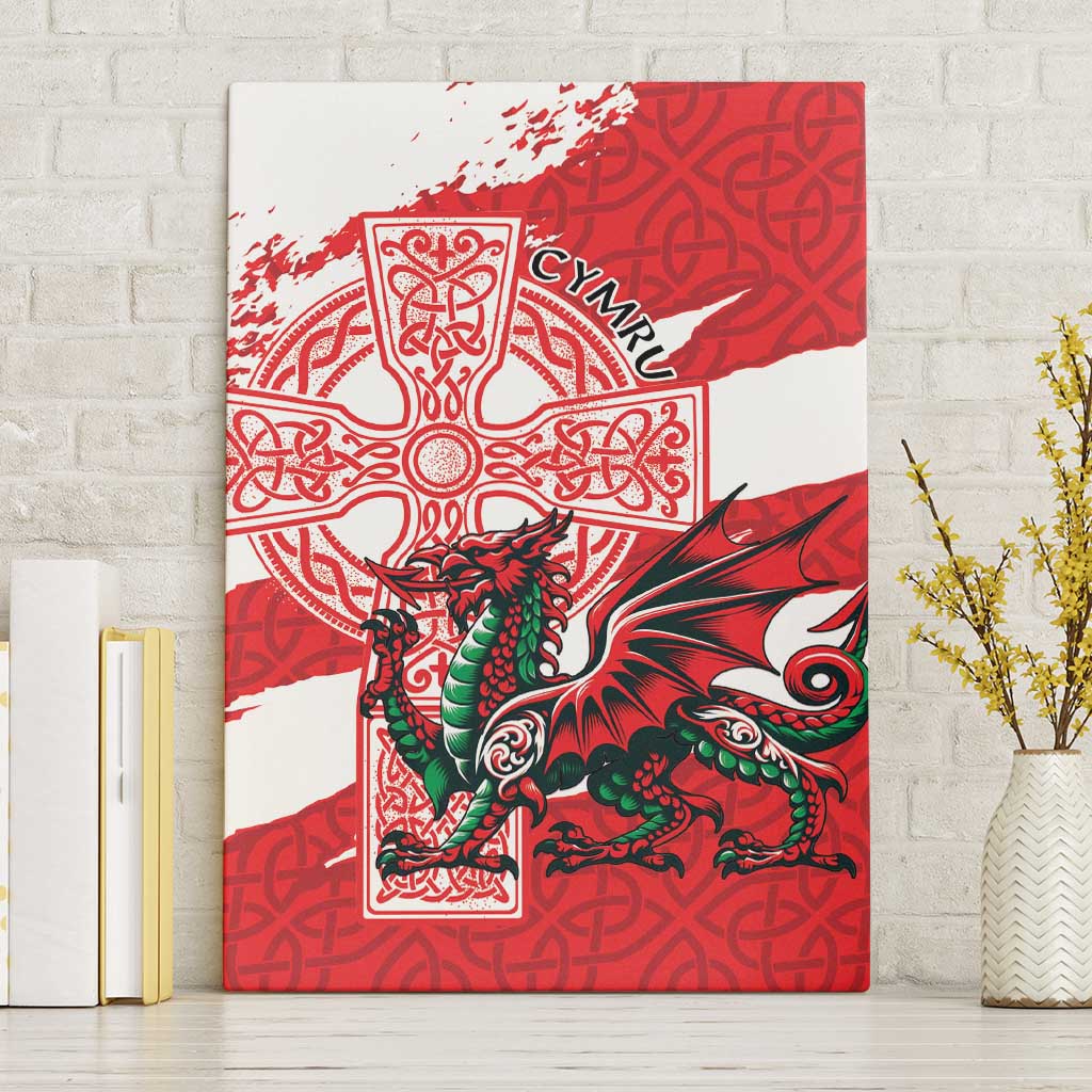 Wales Celtic Cross Canvas Wall Art Cymru Am Byth Red Version - Wonder Print Shop