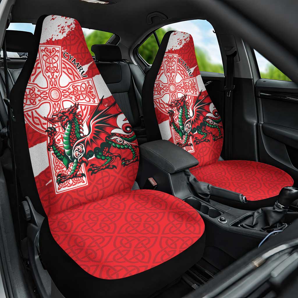 Wales Celtic Cross Car Seat Cover Cymru Am Byth Red Version - Wonder Print Shop