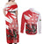 Wales Celtic Cross Couples Matching Off Shoulder Maxi Dress and Long Sleeve Button Shirt Cymru Am Byth Red Version - Wonder Print Shop