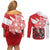 Wales Celtic Cross Couples Matching Off Shoulder Short Dress and Long Sleeve Button Shirt Cymru Am Byth Red Version - Wonder Print Shop
