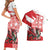 Wales Celtic Cross Couples Matching Short Sleeve Bodycon Dress and Hawaiian Shirt Cymru Am Byth Red Version - Wonder Print Shop