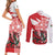 Wales Celtic Cross Couples Matching Short Sleeve Bodycon Dress and Long Sleeve Button Shirt Cymru Am Byth Red Version - Wonder Print Shop