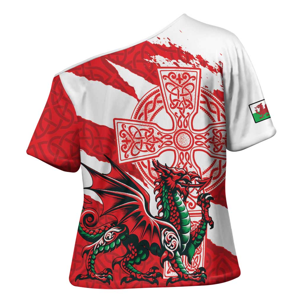 Wales Celtic Cross Cross Shoulder Shirt Cymru Am Byth Red Version - Wonder Print Shop
