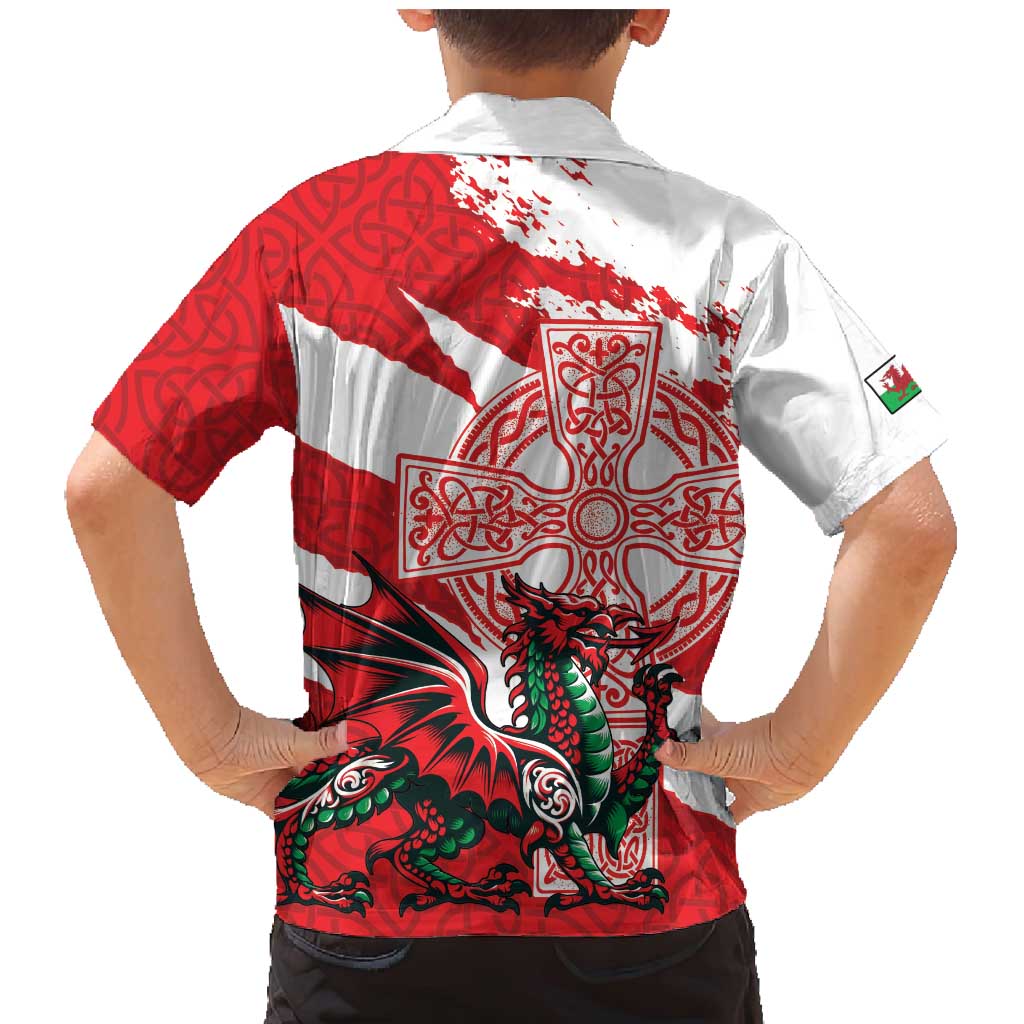 Wales Celtic Cross Family Matching Mermaid Dress and Hawaiian Shirt Cymru Am Byth Red Version - Wonder Print Shop