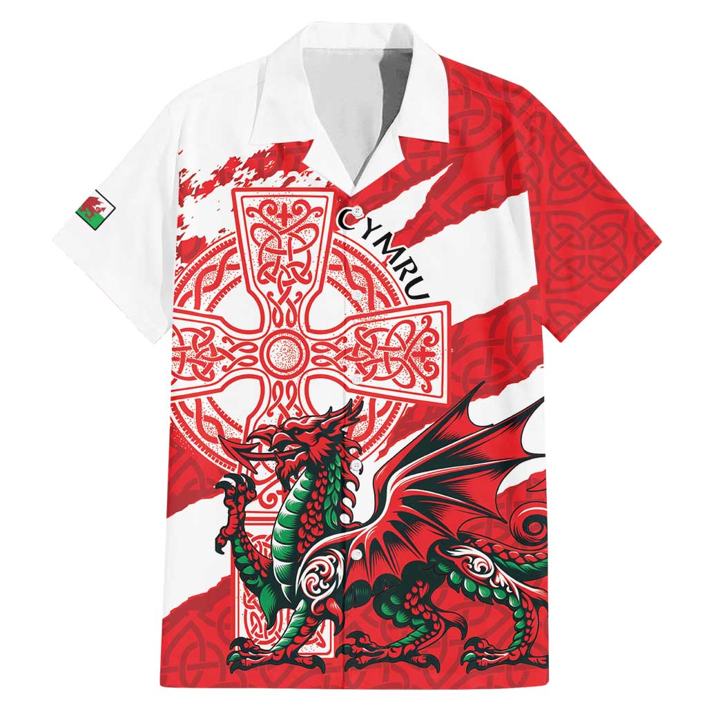 Wales Celtic Cross Family Matching Mermaid Dress and Hawaiian Shirt Cymru Am Byth Red Version - Wonder Print Shop