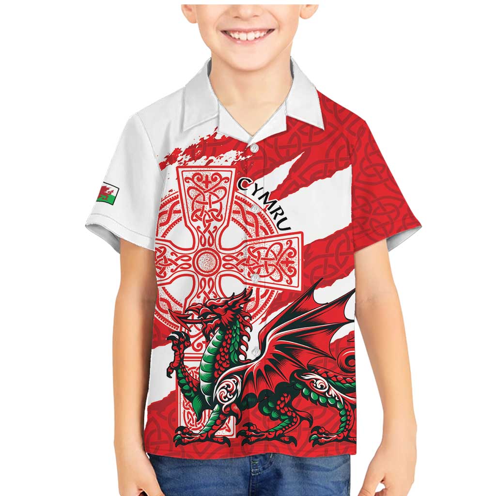 Wales Celtic Cross Family Matching Mermaid Dress and Hawaiian Shirt Cymru Am Byth Red Version - Wonder Print Shop
