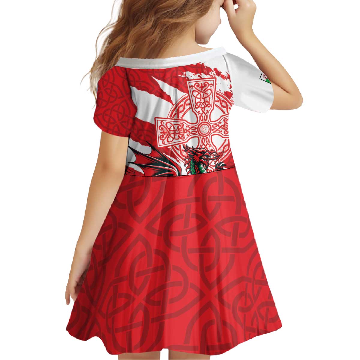 Wales Celtic Cross Family Matching Off The Shoulder Long Sleeve Dress and Hawaiian Shirt Cymru Am Byth Red Version - Wonder Print Shop