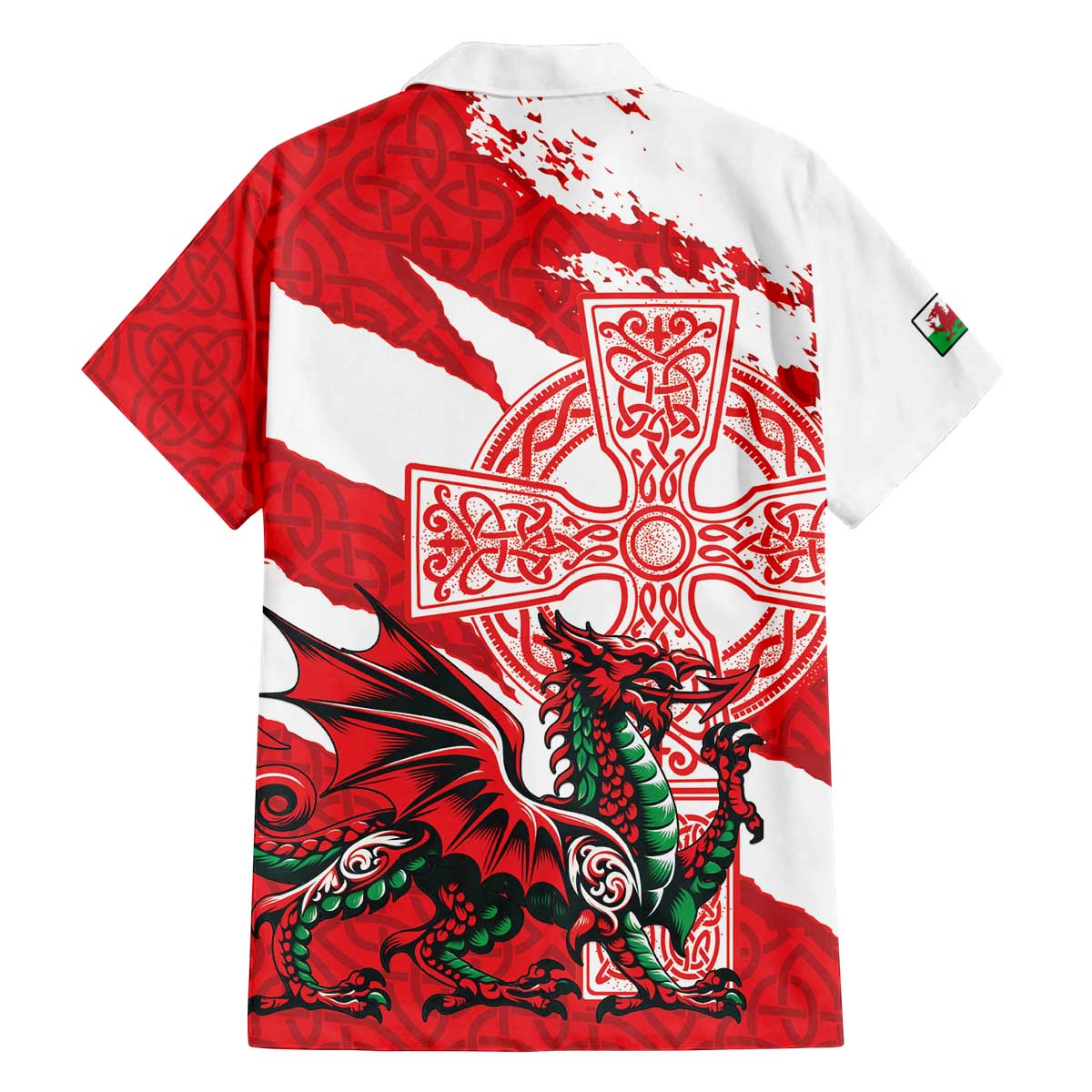 Wales Celtic Cross Family Matching Off The Shoulder Long Sleeve Dress and Hawaiian Shirt Cymru Am Byth Red Version - Wonder Print Shop