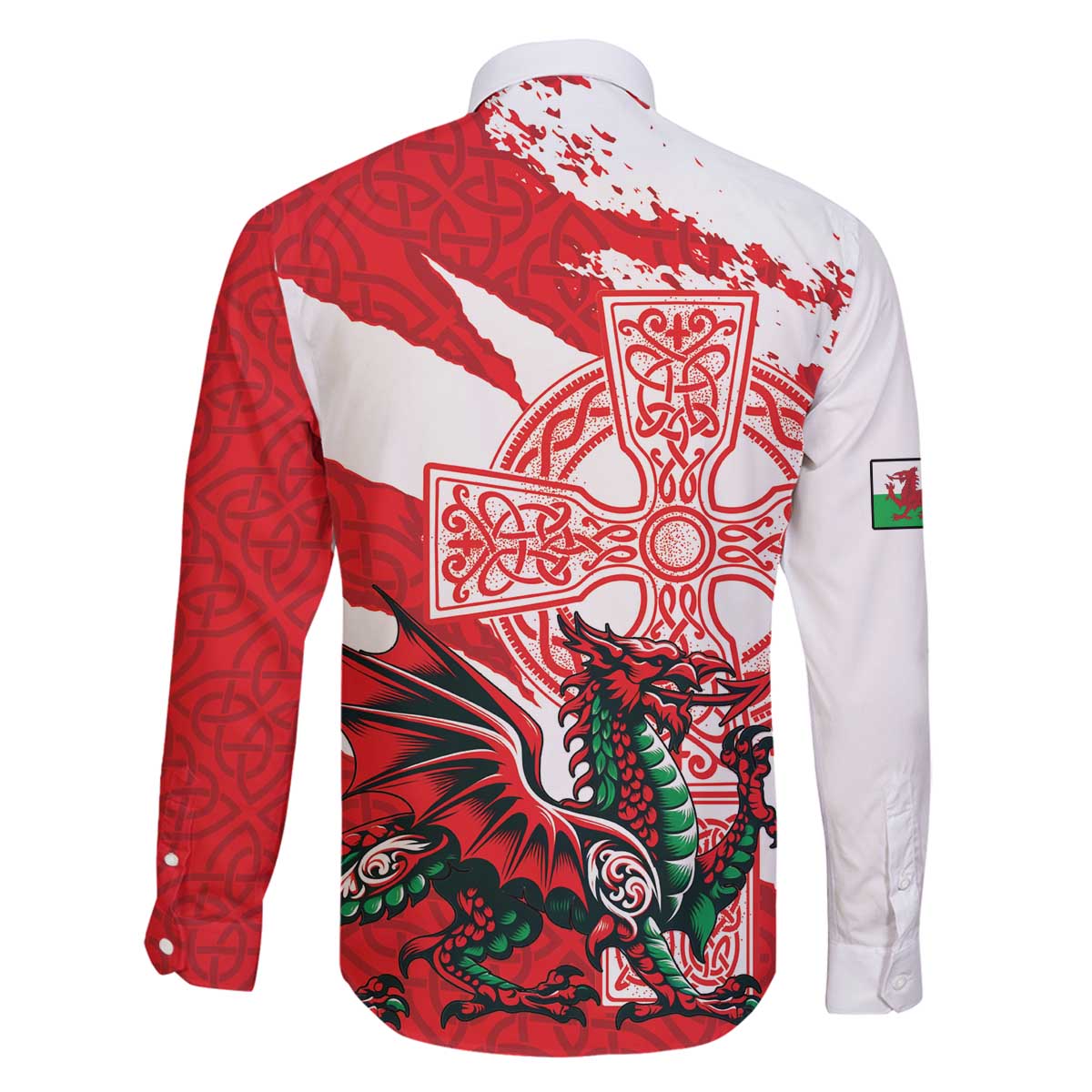Wales Celtic Cross Family Matching Off The Shoulder Long Sleeve Dress and Hawaiian Shirt Cymru Am Byth Red Version - Wonder Print Shop