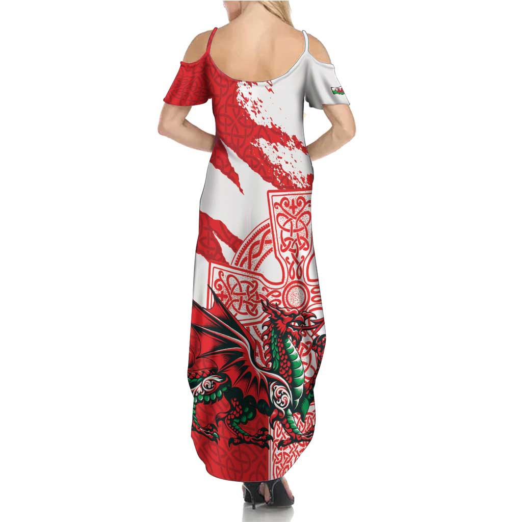 Wales Celtic Cross Family Matching Summer Maxi Dress and Hawaiian Shirt Cymru Am Byth Red Version - Wonder Print Shop