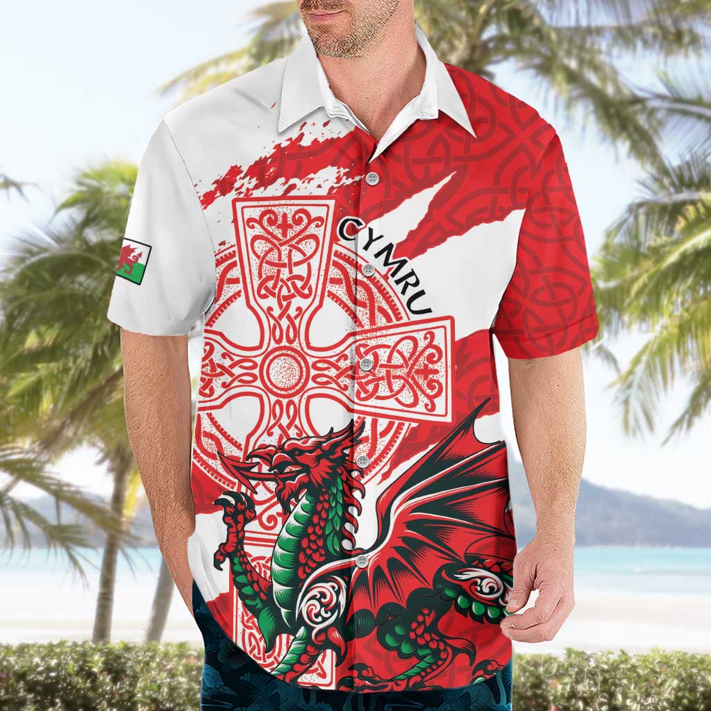 Wales Celtic Cross Hawaiian Shirt Cymru Am Byth Red Version - Wonder Print Shop