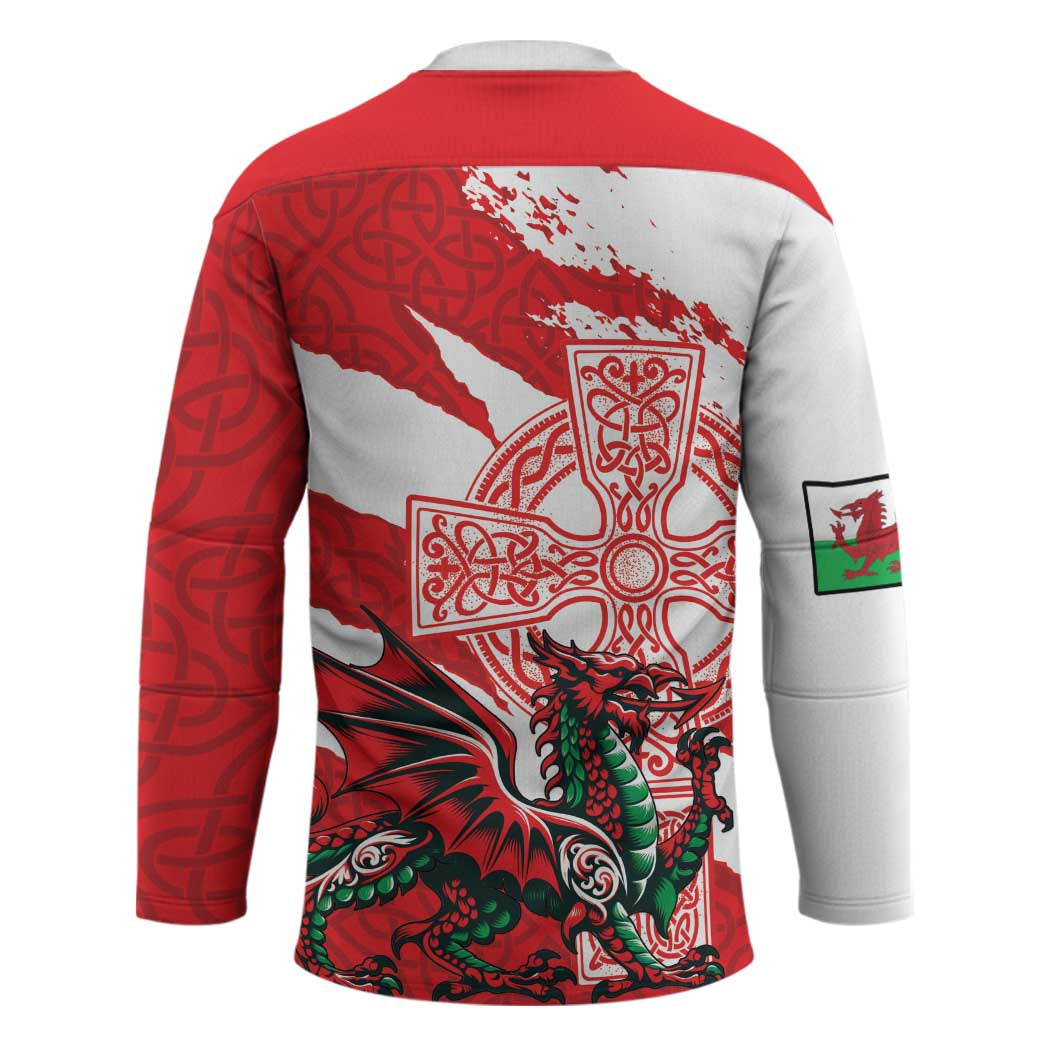 Wales Celtic Cross Hockey Jersey Cymru Am Byth Red Version - Wonder Print Shop