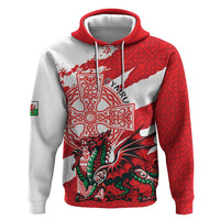 Wales Celtic Cross Hoodie Cymru Am Byth Red Version - Wonder Print Shop