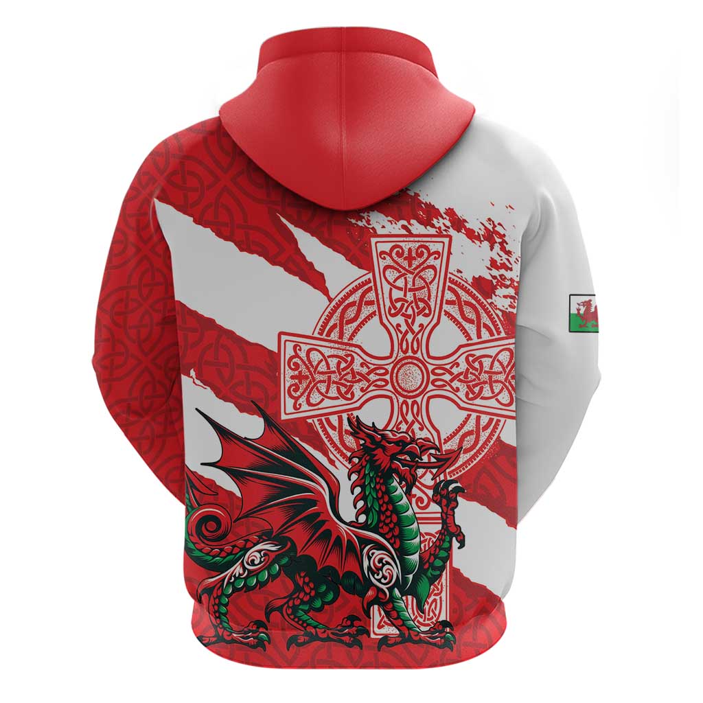 Wales Celtic Cross Hoodie Cymru Am Byth Red Version - Wonder Print Shop