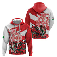 Wales Celtic Cross Hoodie Cymru Am Byth Red Version - Wonder Print Shop
