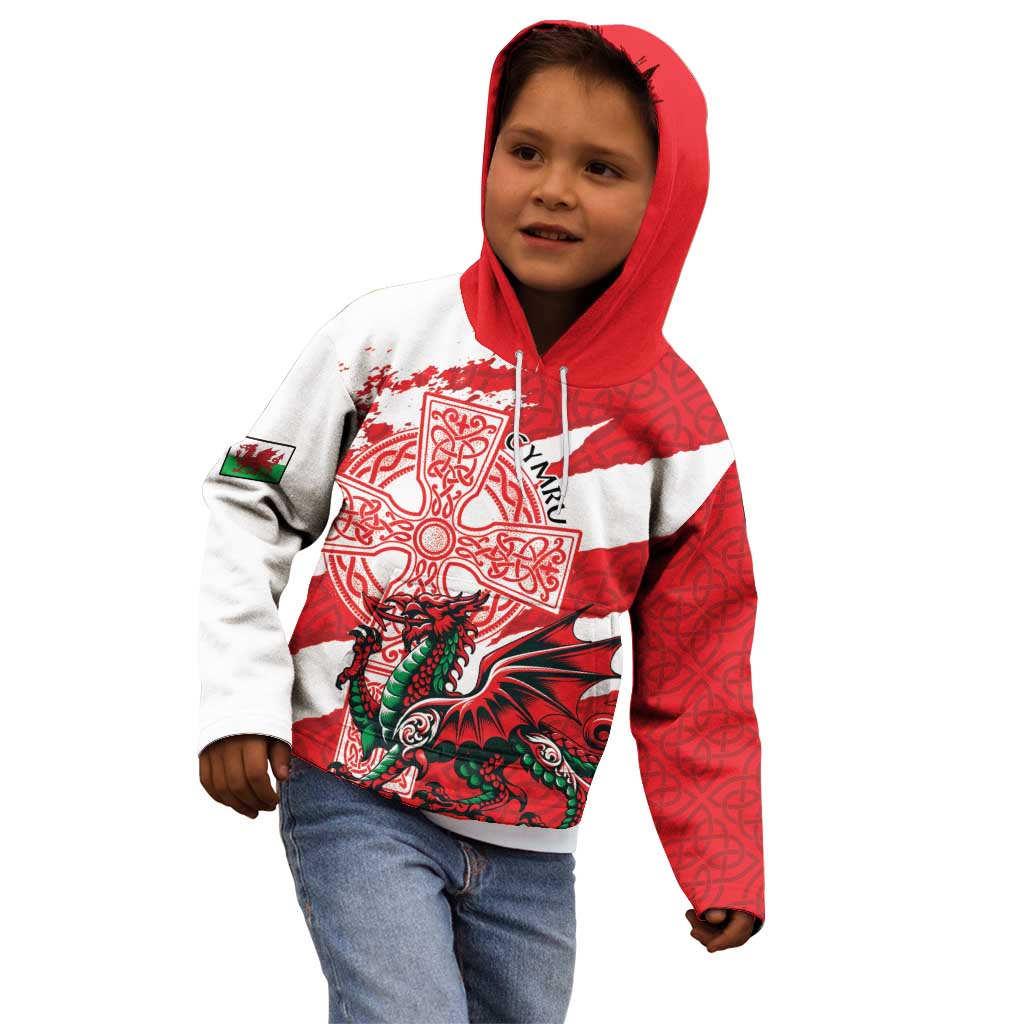 Wales Celtic Cross Kid Hoodie Cymru Am Byth Red Version - Wonder Print Shop