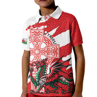 Wales Celtic Cross Kid Polo Shirt Cymru Am Byth Red Version - Wonder Print Shop