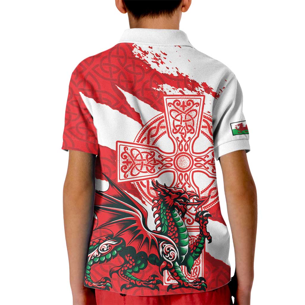 Wales Celtic Cross Kid Polo Shirt Cymru Am Byth Red Version - Wonder Print Shop
