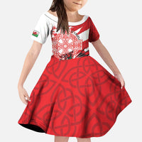 Wales Celtic Cross Kid Short Sleeve Dress Cymru Am Byth Red Version - Wonder Print Shop