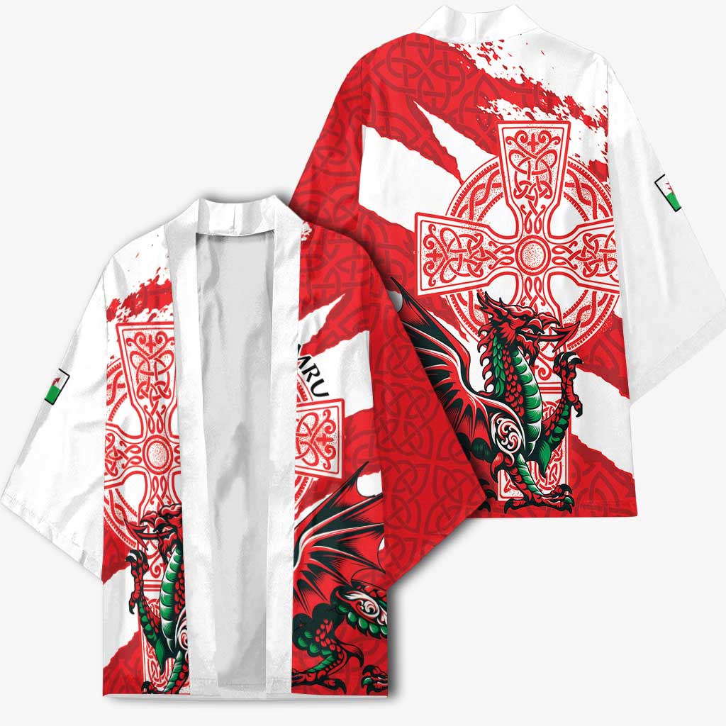 Wales Celtic Cross Kimono Cymru Am Byth Red Version - Wonder Print Shop