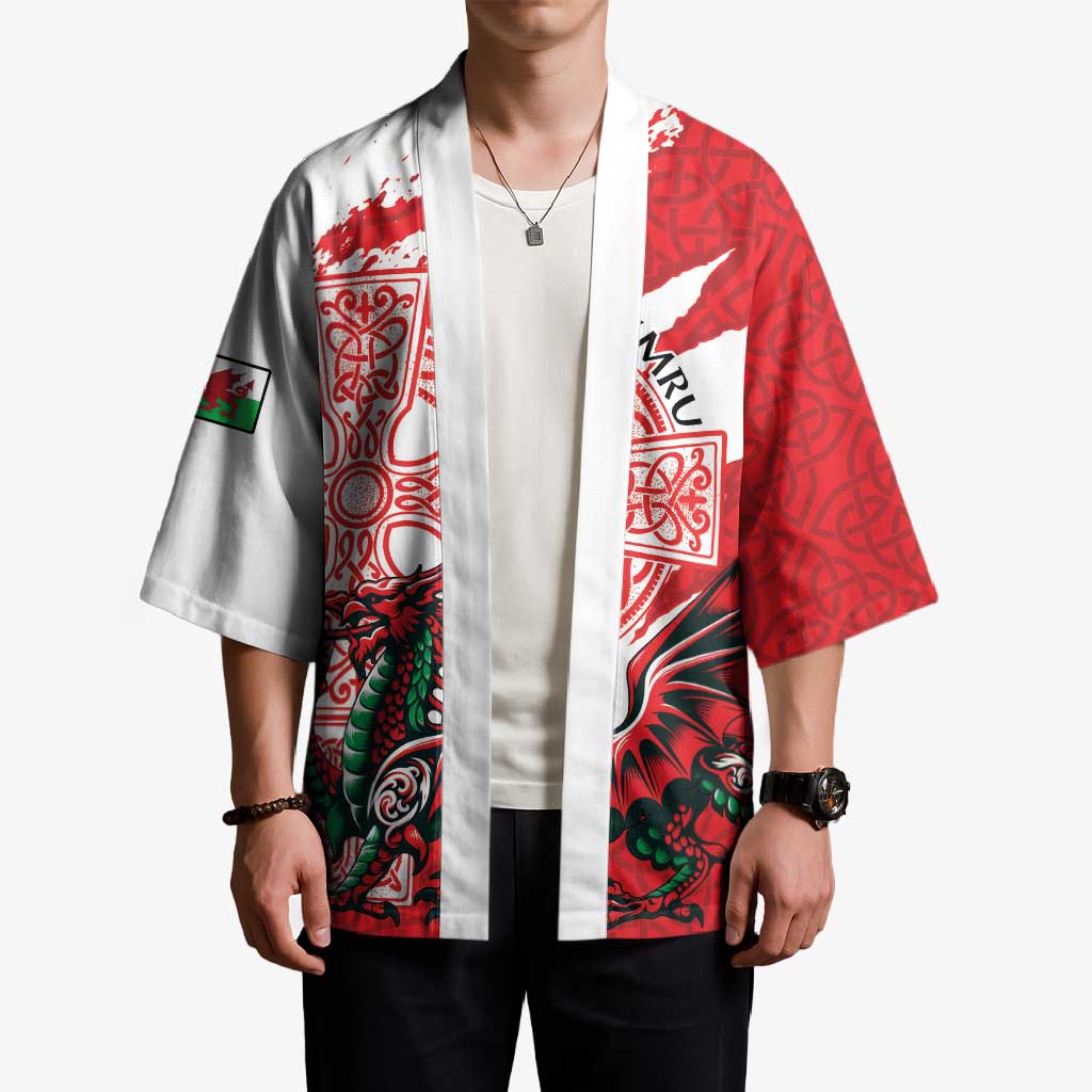 Wales Celtic Cross Kimono Cymru Am Byth Red Version - Wonder Print Shop