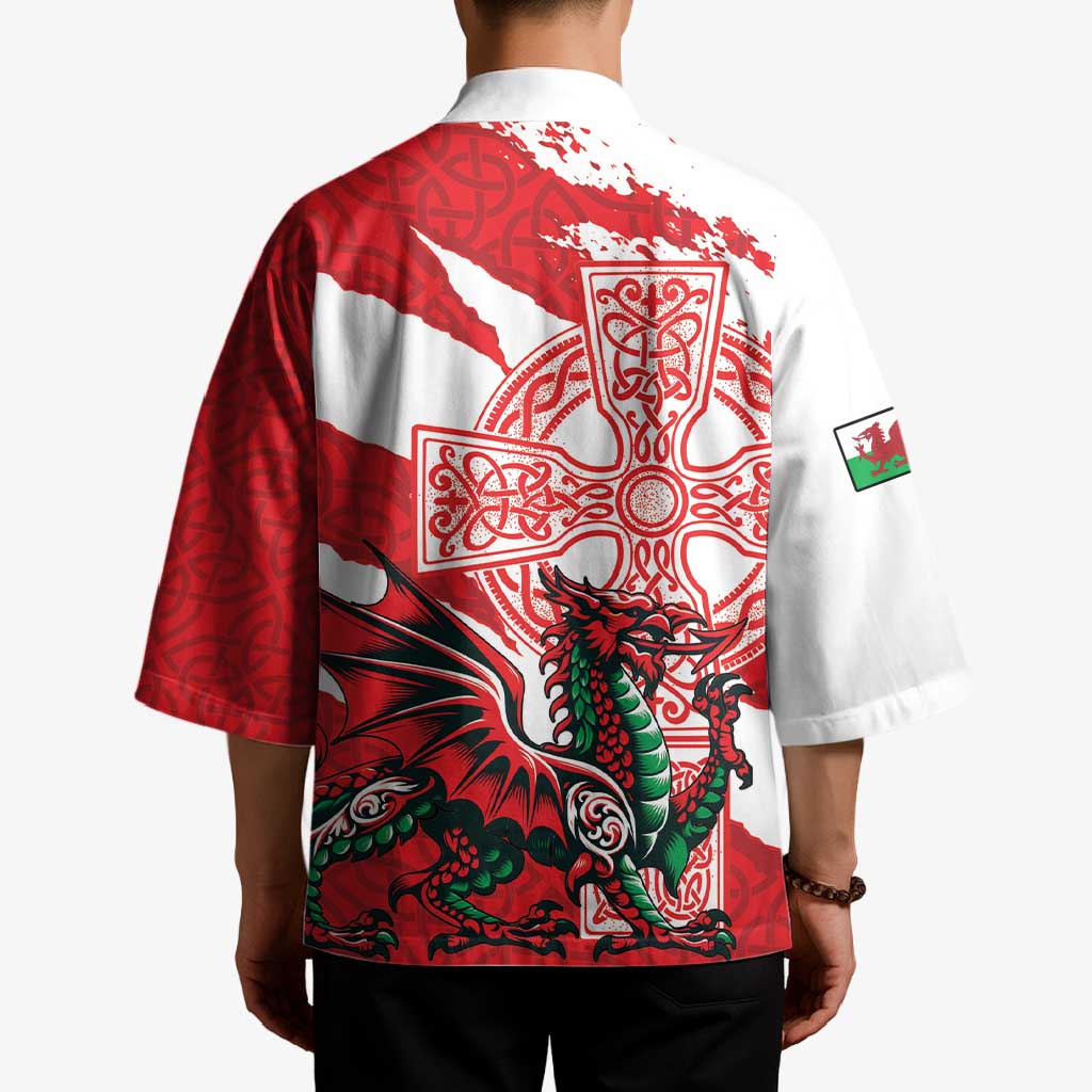 Wales Celtic Cross Kimono Cymru Am Byth Red Version - Wonder Print Shop