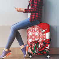 Wales Celtic Cross Luggage Cover Cymru Am Byth Red Version - Wonder Print Shop
