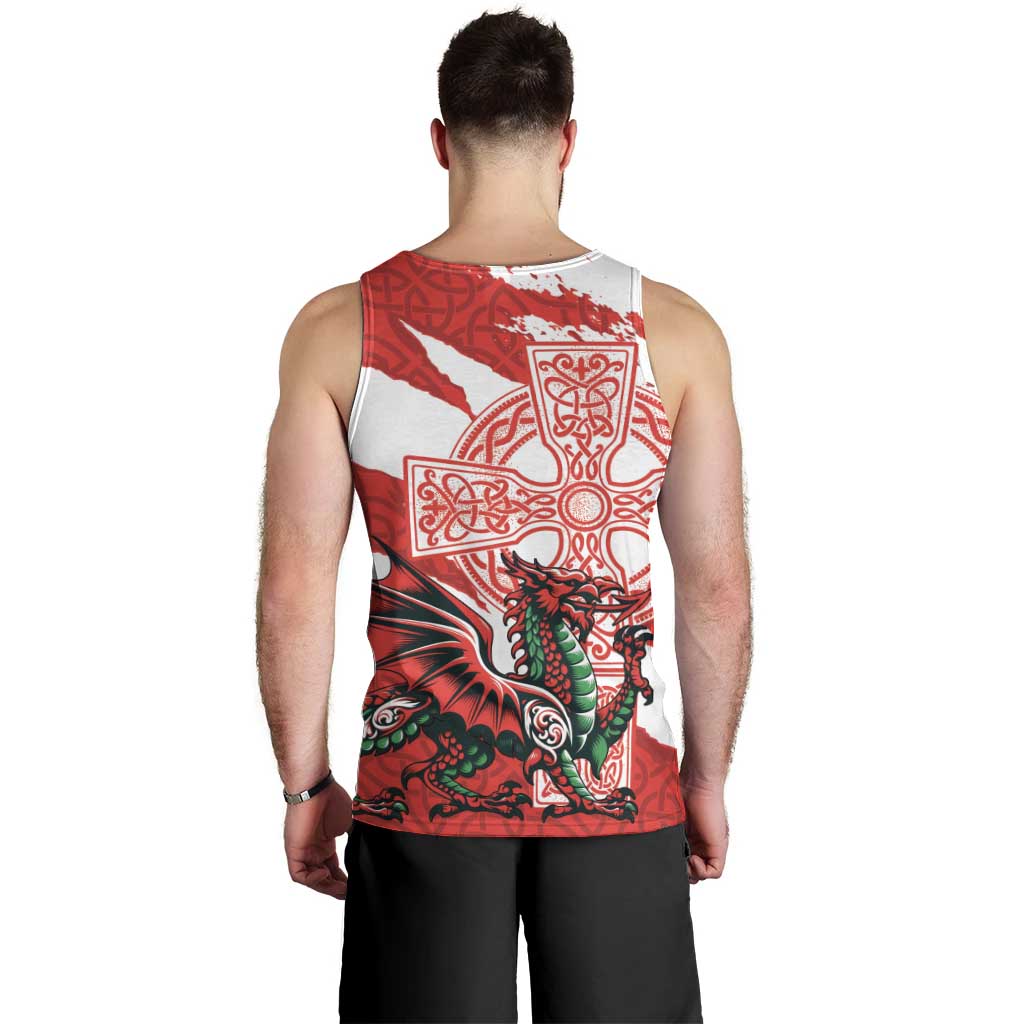 Wales Celtic Cross Men Tank Top Cymru Am Byth Red Version - Wonder Print Shop