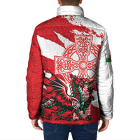 Wales Celtic Cross Padded Jacket Cymru Am Byth Red Version - Wonder Print Shop
