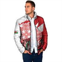 Wales Celtic Cross Padded Jacket Cymru Am Byth Red Version - Wonder Print Shop