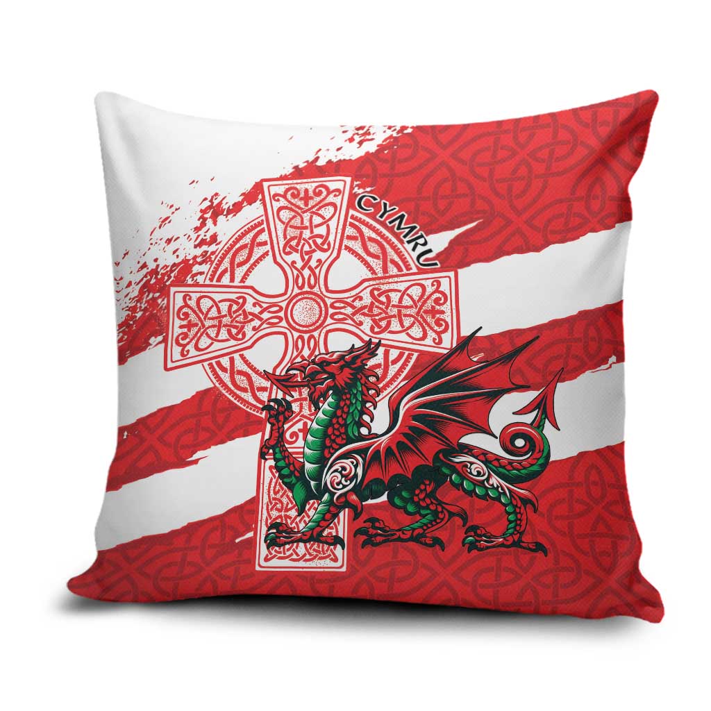 Wales Celtic Cross Pillow Cover Cymru Am Byth Red Version - Wonder Print Shop
