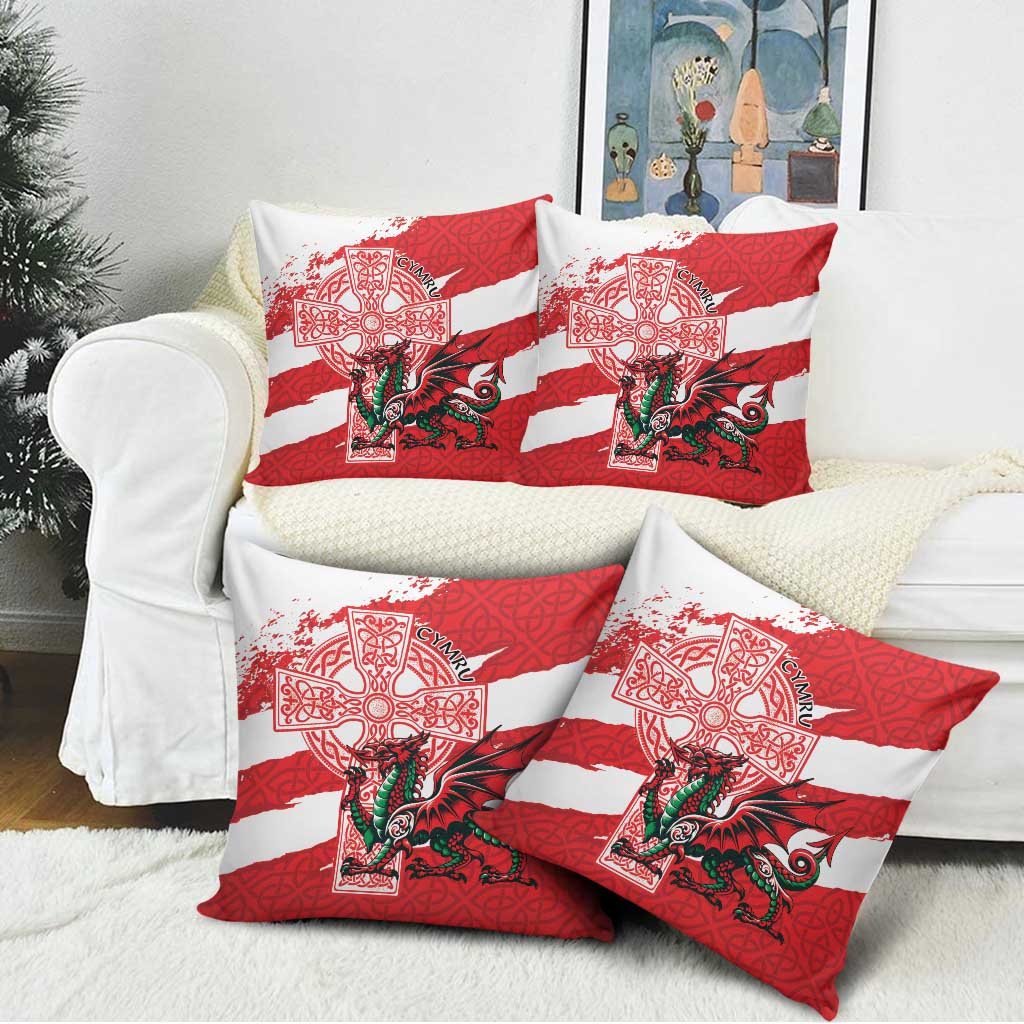 Wales Celtic Cross Pillow Cover Cymru Am Byth Red Version - Wonder Print Shop