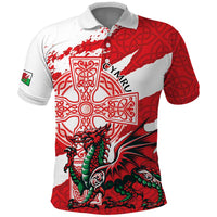 Wales Celtic Cross Polo Shirt Cymru Am Byth Red Version - Wonder Print Shop