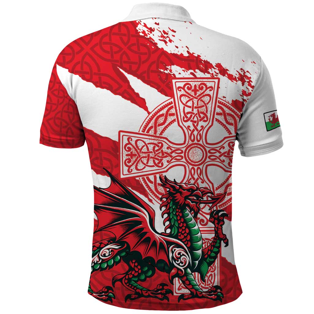 Wales Celtic Cross Polo Shirt Cymru Am Byth Red Version - Wonder Print Shop