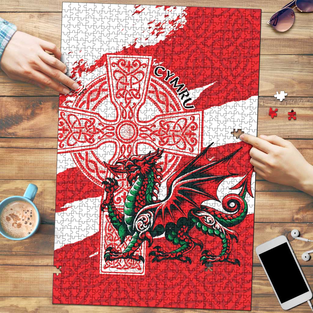 Wales Celtic Cross Puzzle Cymru Am Byth Red Version - Wonder Print Shop