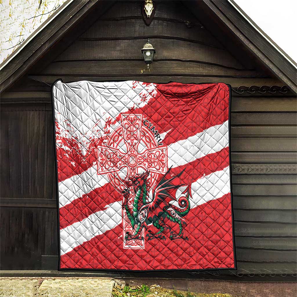 Wales Celtic Cross Quilt Cymru Am Byth Red Version - Wonder Print Shop