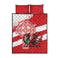 Wales Celtic Cross Quilt Bed Set Cymru Am Byth Red Version - Wonder Print Shop