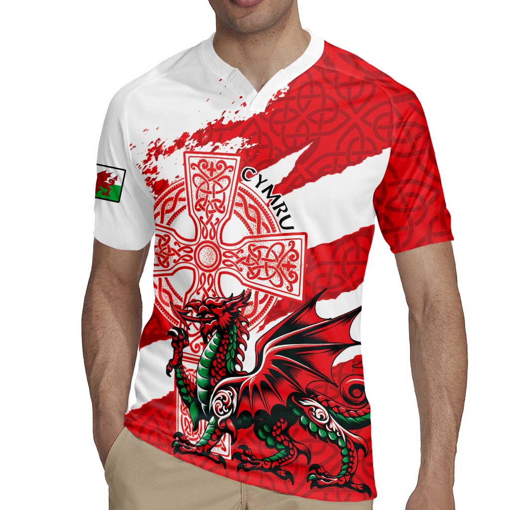 Wales Celtic Cross Rugby Jersey Cymru Am Byth Red Version - Wonder Print Shop