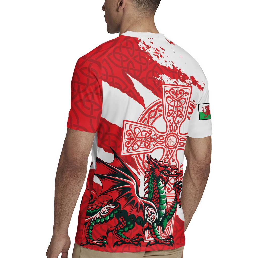 Wales Celtic Cross Rugby Jersey Cymru Am Byth Red Version - Wonder Print Shop